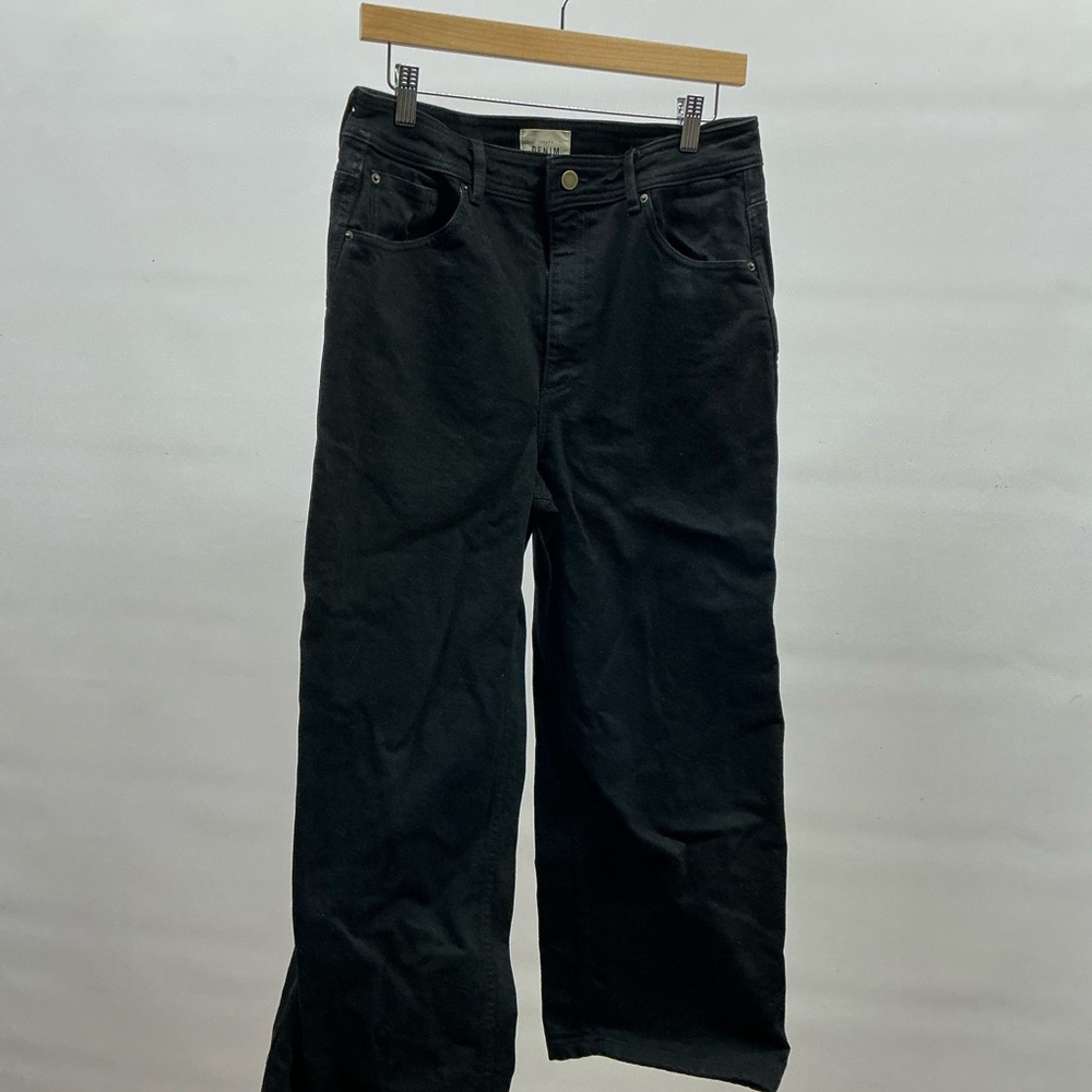 Sezane Cropped Women’s Black Wide Leg Jeans